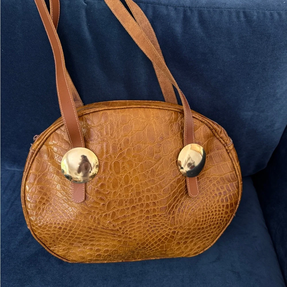 CAVALIERI  Vintage‎  Brown Crocodile leather. shoulder/crossbody Bag.